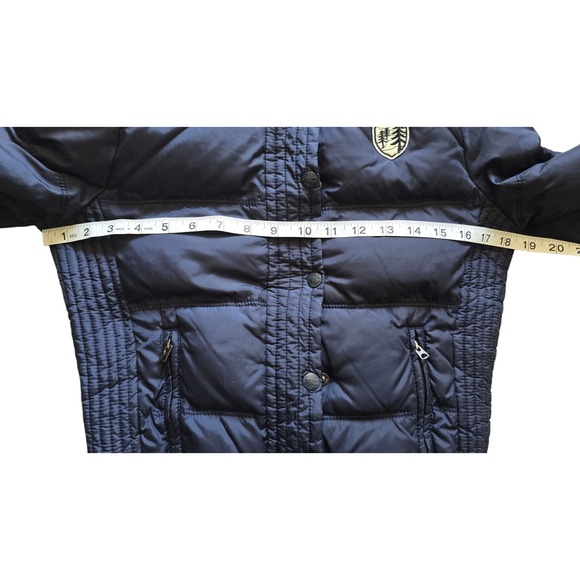 Vintage American Eagle Outfitters Puffer Jacket Coat Faux Fur Hood Blue Small S - Picture 11 of 13